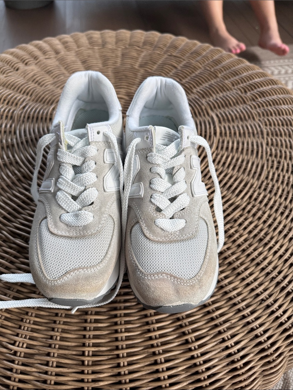 New Balance Women’s White and Light Gray Platform Sneakers - Picture 3 of 10